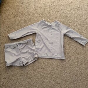 Quincy Mae Gray Swim Rashguard Set